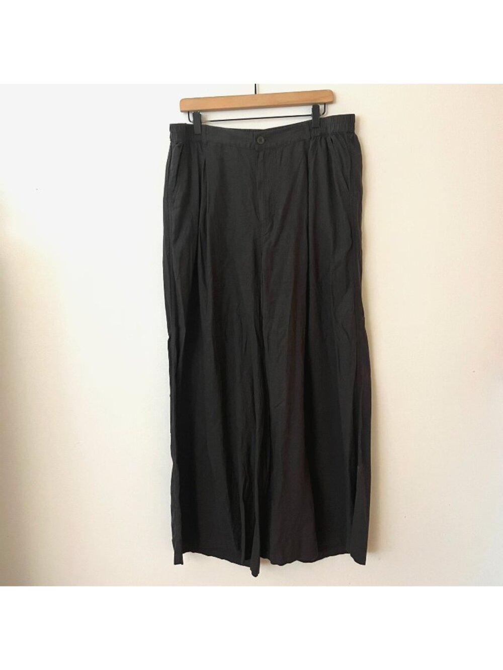 NWT Aerie Gray Wide Leg Linen Blend Lightweight Trouser Pants Women's Size XL